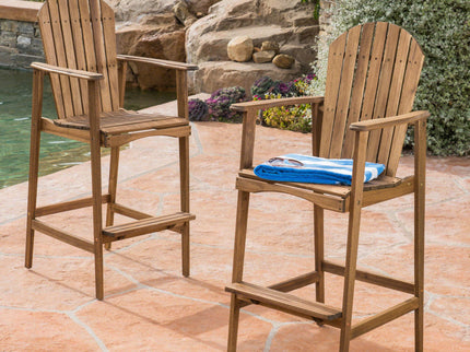 Outdoor Acacia Wood Adirondack Barstools (Set of 2)