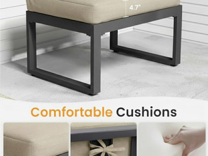 Patio All-Weather Ottomans With Thick Cushions (Set of 2)