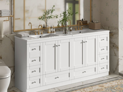 Shaker Free Standing Bathroom Vanity Cabinet & Sink, Soft Close Drawers, Soft Close Doors