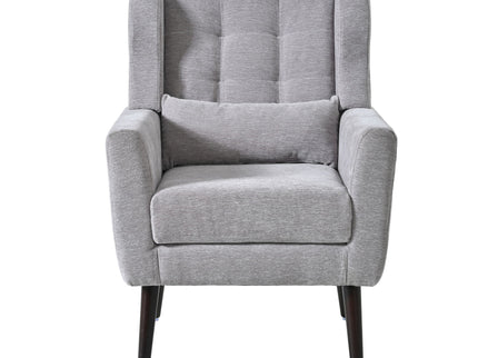 Modern Accent Chair, Arm Chairs For Living Room, Upholstered Mordern Armchair, Comfy Soft Padded Lounge Chair In Small Space, Bedroom, With Pillow, Solid Wood Leg