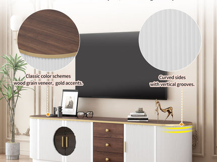 Modern Minimalist TV Stand For TVs Up To 80" With 3 Drawers And 1 Shelf