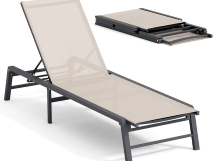 Outdoor Chaise Lounge & Adjustable Backrest (Set of 2) - Beige