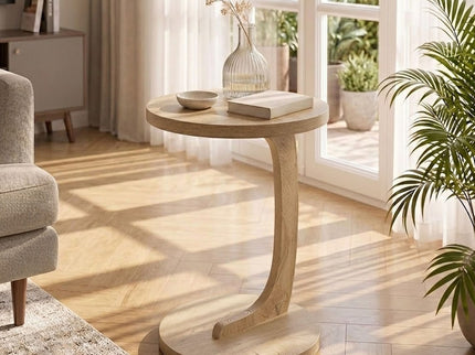 C - Shaped End Table With Sturdy Base