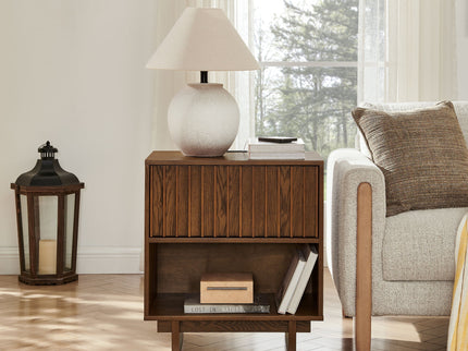 Nightstand With Hidden Charging Station USB Ports & Outlet Hole