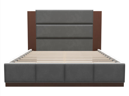Modern Upholstered Platform Bed With Extended Headboard