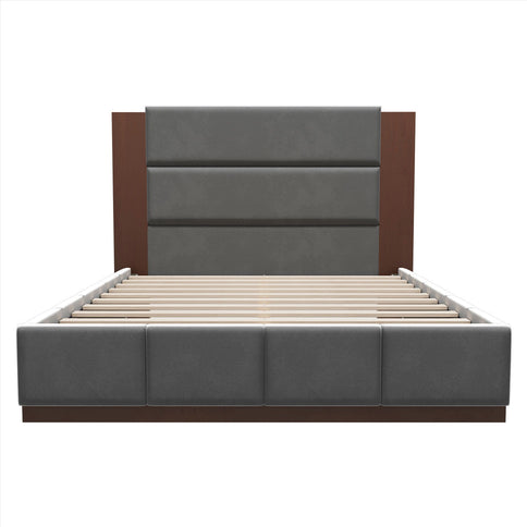 Modern Upholstered Platform Bed With Extended Headboard