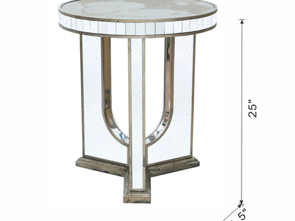 Round Table With Elegant Foral Design And Mirrored