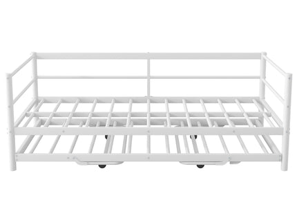 Industrial Metal Daybed With Adjustable Pop Up Trundle And LED Strip