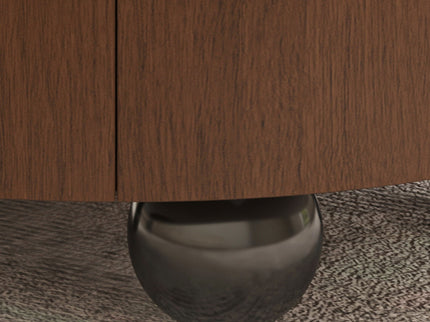 Drum Shaped Coffee Table With Hidden Storage Drawer, Low Profile For Living Room - Walnut