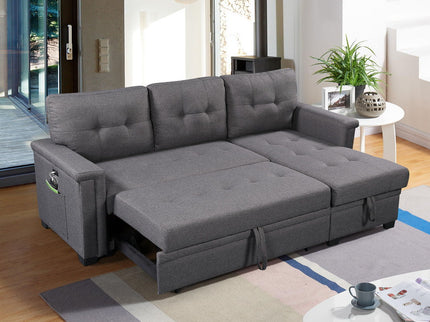 Ashlyn - Reversible Sleeper Sectional Sofa With Storage Chaise, USB Charging Ports And Pocket
