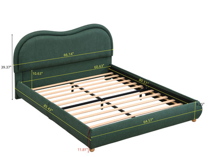 Upholstered Platform Bed Frame With Curved Headboard