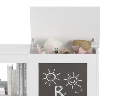 3 In 1 Bookshelf And Toy Storage Cabinet With Chalkboard, Organizer For Playroom Featuring And Spacious Storage - White
