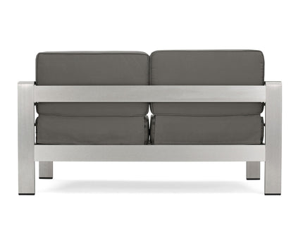 Outdoor Aluminum Loveseat With Cushion - Gray