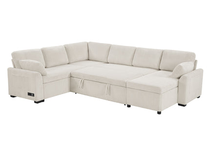 Convertible U-Shaped Sectional Sofa Bed With Reversible Chaise