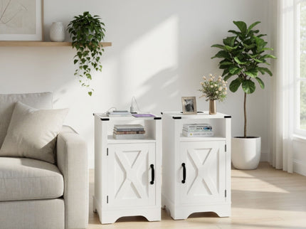 Farmhouse Nightstand, Charging Station & Storage
