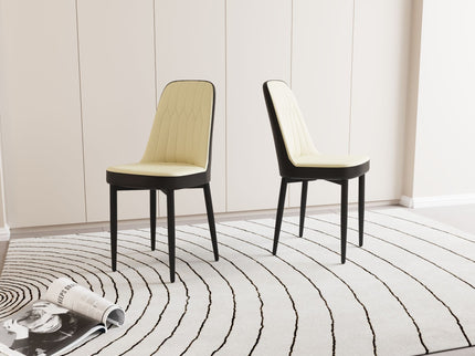 Modern Dining Chair With Cushions And Metal Legs