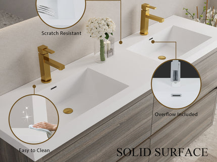 Bathin Freestanding Bathroom Vanity With Double Sinks, Bathroom Storage Vanity Cabinet With Stone Resin Countertop And Soft Close Drawers