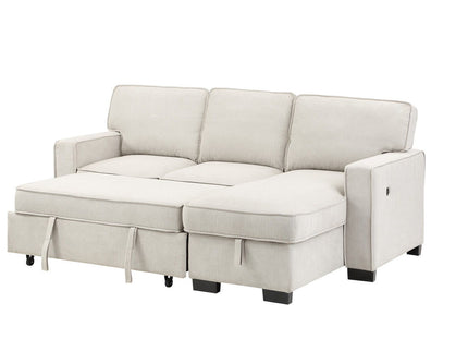 Estelle - Fabric Reversible Sleeper Sectional With Storage Chaise Drop-Down Table 2 Cup Holders And 2 USB Ports