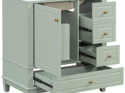 Freestanding Bathroom Vanity With Sink, Soft Close Door, 3 Drawers