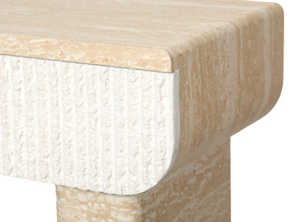 Entryway Table With 2 Hidden Handle Drawers For Entrance - Beige / Yellow