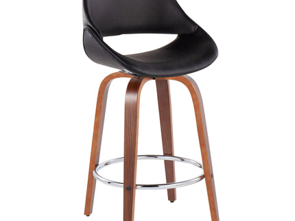 Fabrico - Mid Century Modern, Fixed Height Counter Stool With Round Footrest (Set of 2)