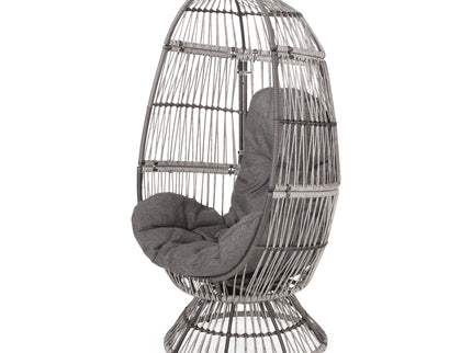 Patio Swivel Basket Egg Chair With Cushion