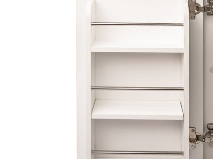 Fluted Tall Arched Pantry Cabinet With Adjustable Shelves, Glass Door & Hidden Drawer For Kitchen