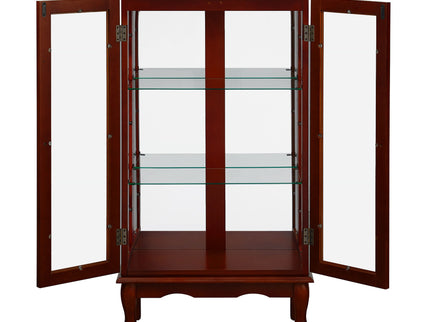 Curio Cabinet Lighted Curio Diapaly Cabinet With Adjustable Shelves And Mirrored Back Panel, Tempered Glass Doors (3 Tier), (E26 Light Bulb Not Included)