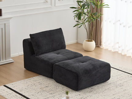 Single Chaise Longue With Movable Ottoman For Living Room