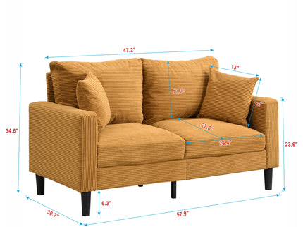 Modern Upholstered Loveseat Sofa, High Resilience