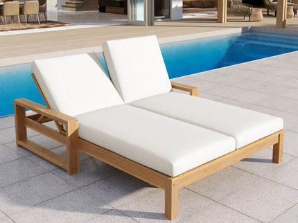 Outdoor Double Lounge Chair With 5 Position Adjustable Backrest