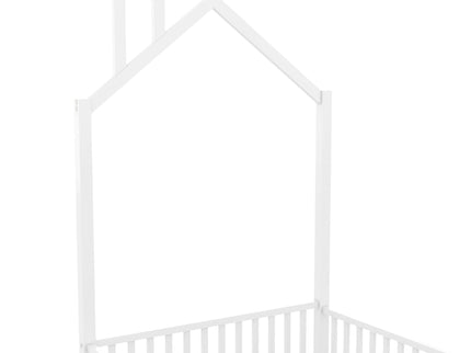 Metal House Platform Bed With Guardrail And Chimney