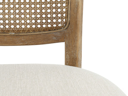 Classic Retro Dining Chair (Set of 2) With Rattan Backrest - Dark Brown / Beige