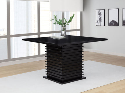 Giannis - Pedestal Counter Height Dining Table With Geometric Wave Base - Black