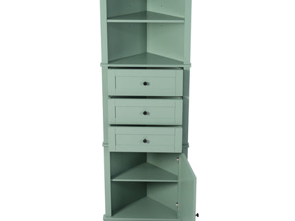 Tall Storage Cabinet With 3 Drawers And Adjustable Shelves For Bathroom