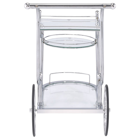 Reia - 3 Tier Cart With Casters & Tempered Glass Design - Chrome