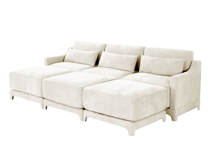 Stylish Sofa With Ottoman And Lumbar Pillows, Ergonomic Design