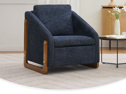 Modern Upholstered Armchair With Wooden Side Frame