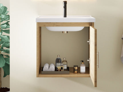 Floating Bathroom Vanity Combo, Wall Mounted Cabinet With Sink & Soft Close Doors For Small Bathrooms