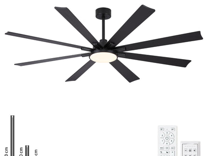 Large Ceiling Fan With Dimmable LED Light 8 Blades Remote Control, Reversible DC Motor