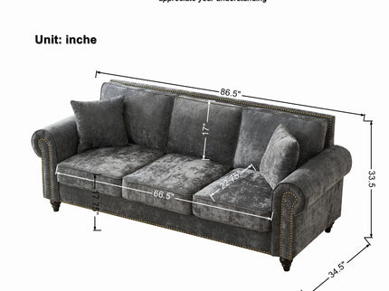 Modern 3 And 2 Seater Sofa With Rolled Arms, Tufted Upholstered Couch