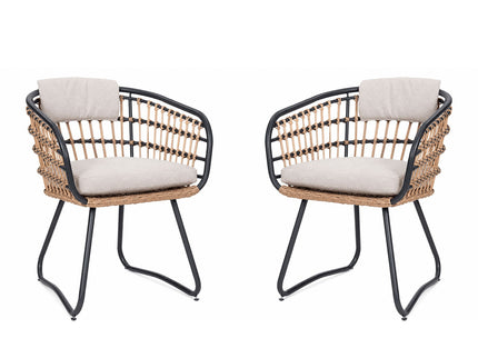 Patio All Weather Armchairs With Cushions (Set of 2) - Beige