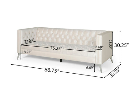 Contemporary 3 Seater Sofa With Button Tufting