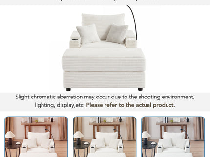 Modern Style Loveseat Sofa Sectional Sofa Couch With Storage Space, A Movable Ottoman, Two USB Ports, Two Cup Holders, A Phone Holder For Living Room