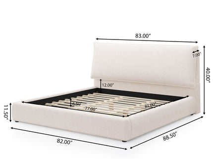 Upholstered Platform Bed Frame With Oversized Plush Pillow Headboard