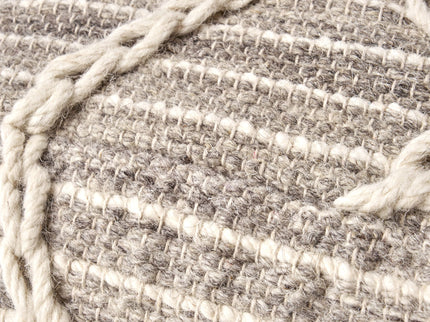 Modern Wool Rope Square Pouf Ottoman Floor Cushion - Gray / Ivory
