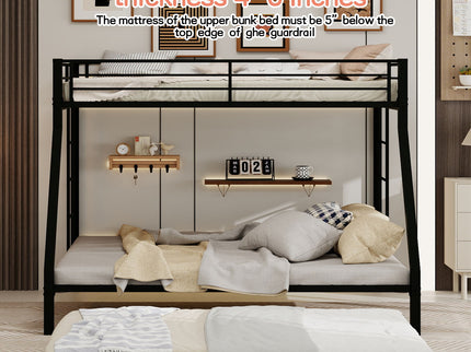 Bunk Bed For Kids, Convertible Frame With Ladders & Guardrail