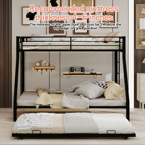Bunk Bed For Kids, Convertible Frame With Ladders & Guardrail