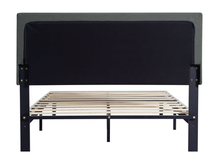 Modern Upholstered Platform Bed Frame With Button Tufted Fabric Headboard
