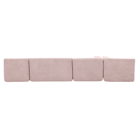 Upholstered Sofa Free Combined Sofa Couch With 2 Chaise Lounge And Five Back Pillows For Living Room